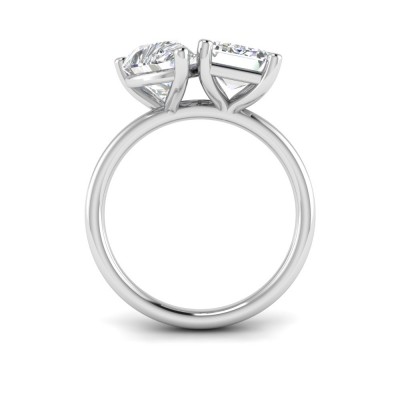 4 Ctw Pear & Emerald Moissanite Toi et Moi Two Stone Ring