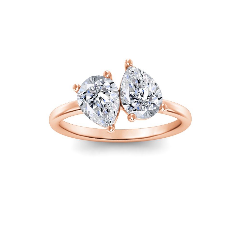 2 Ctw Double Pear CZ Toi et Moi Two Stone Ring