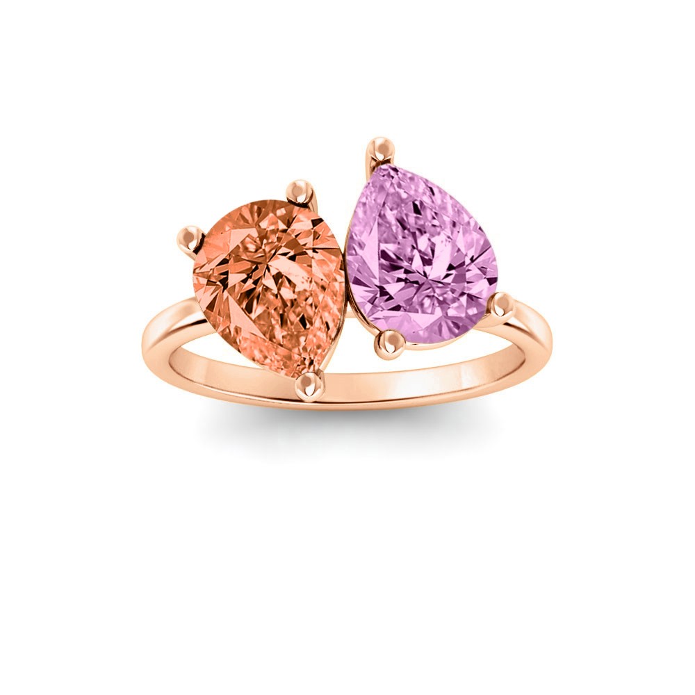 4 Ctw Double Pear Birthstone Toi et Moi Two Stone Ring