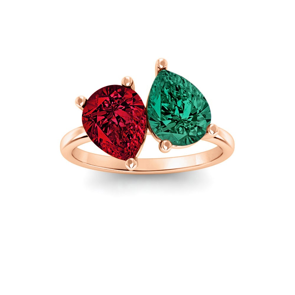 4 Ctw Double Pear Birthstone Toi et Moi Two Stone Ring