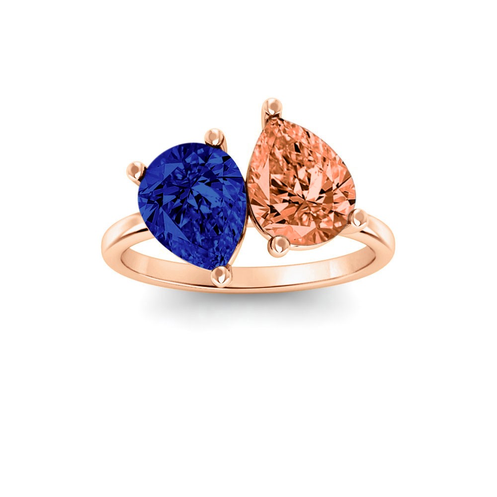 2 Ctw Double Pear Birthstone Toi et Moi Two Stone Ring