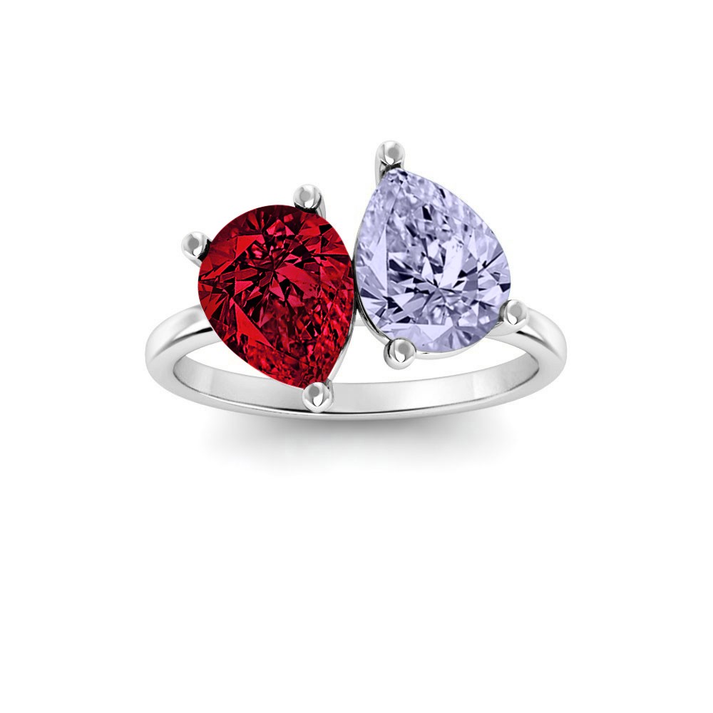 4 Ctw Double Pear Birthstone Toi et Moi Two Stone Ring