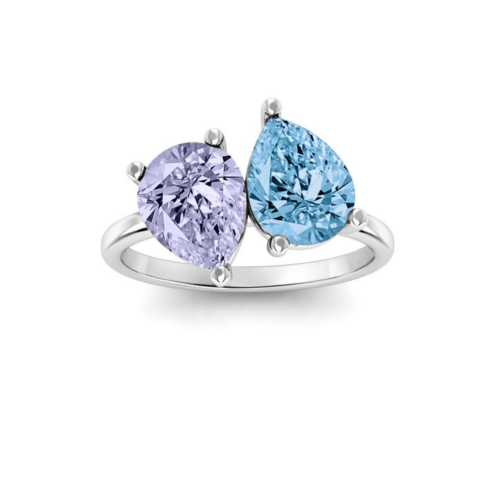 2 Ctw Double Pear Birthstone Toi et Moi Two Stone Ring