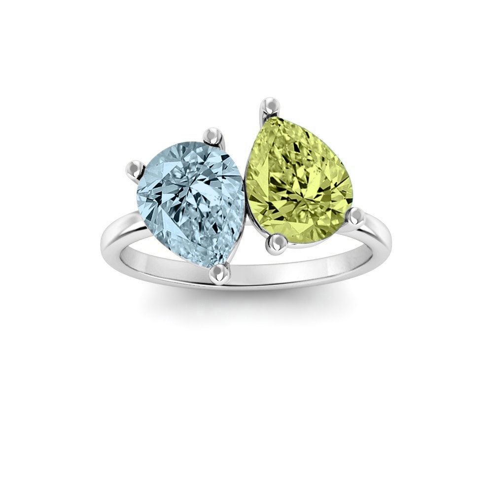4 Ctw Double Pear Birthstone Toi et Moi Two Stone Ring