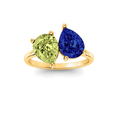 4 Ctw Double Pear Birthstone Toi et Moi Two Stone Ring