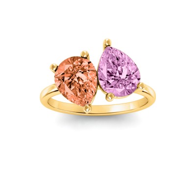 4 Ctw Double Pear Birthstone Toi et Moi Two Stone Ring