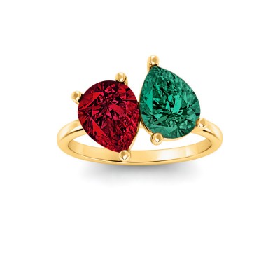 4 Ctw Double Pear Birthstone Toi et Moi Two Stone Ring