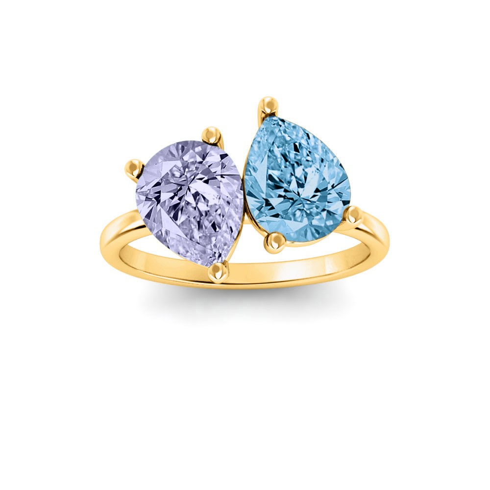 2 Ctw Double Pear Birthstone Toi et Moi Two Stone Ring