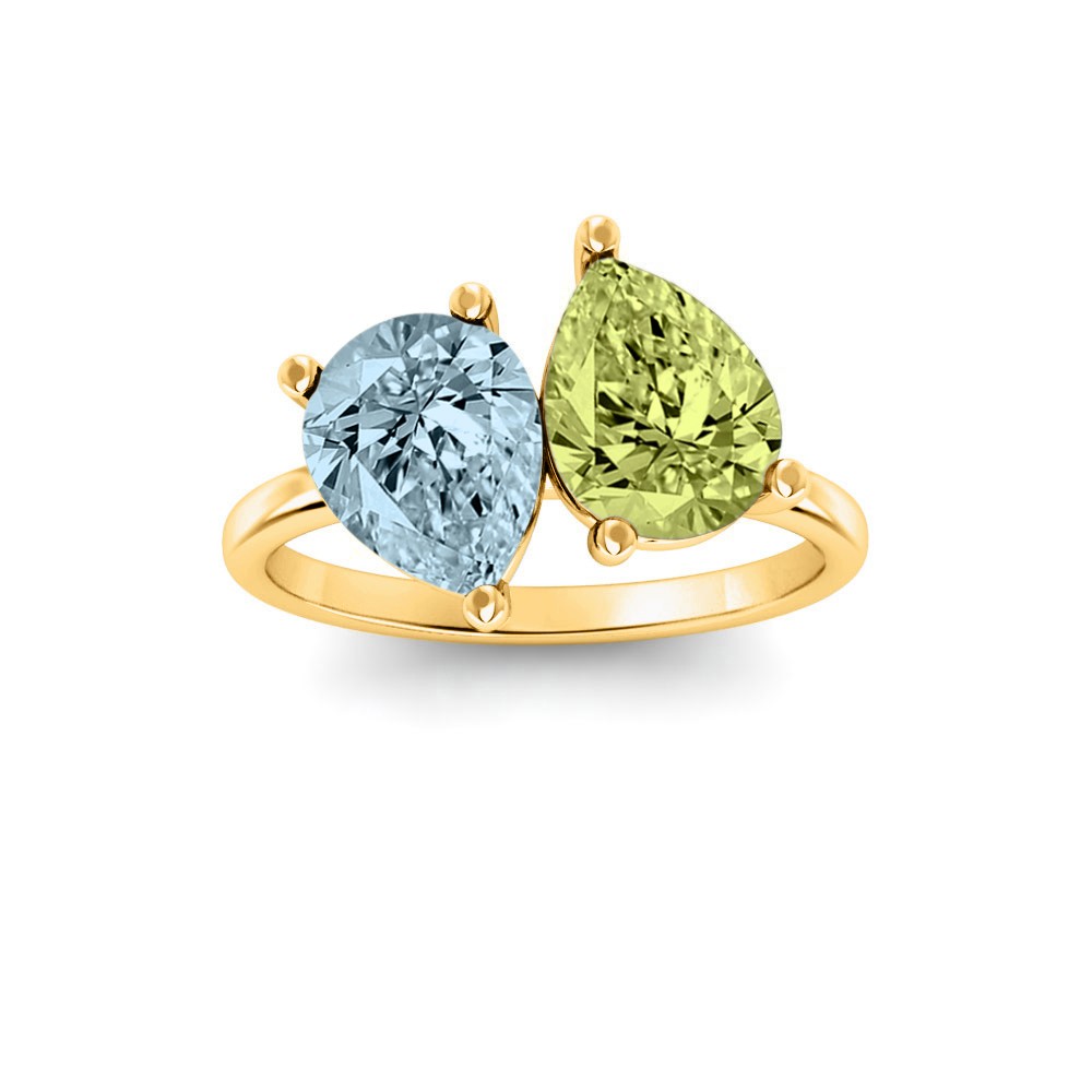 4 Ctw Double Pear Birthstone Toi et Moi Two Stone Ring