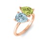 4 Ctw Double Pear Birthstone Toi et Moi Two Stone Ring