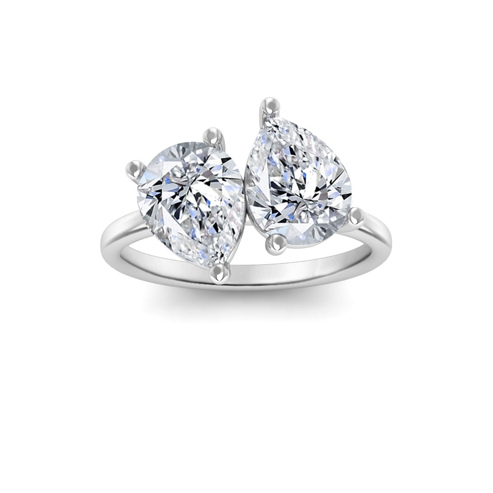 4 Ctw Double Pear CZ Toi et Moi Two Stone Ring