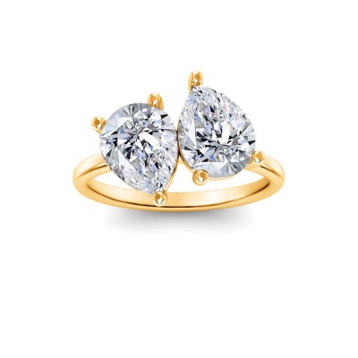 4 Ctw Double Pear Lab Diamond Toi et Moi Two Stone Ring
