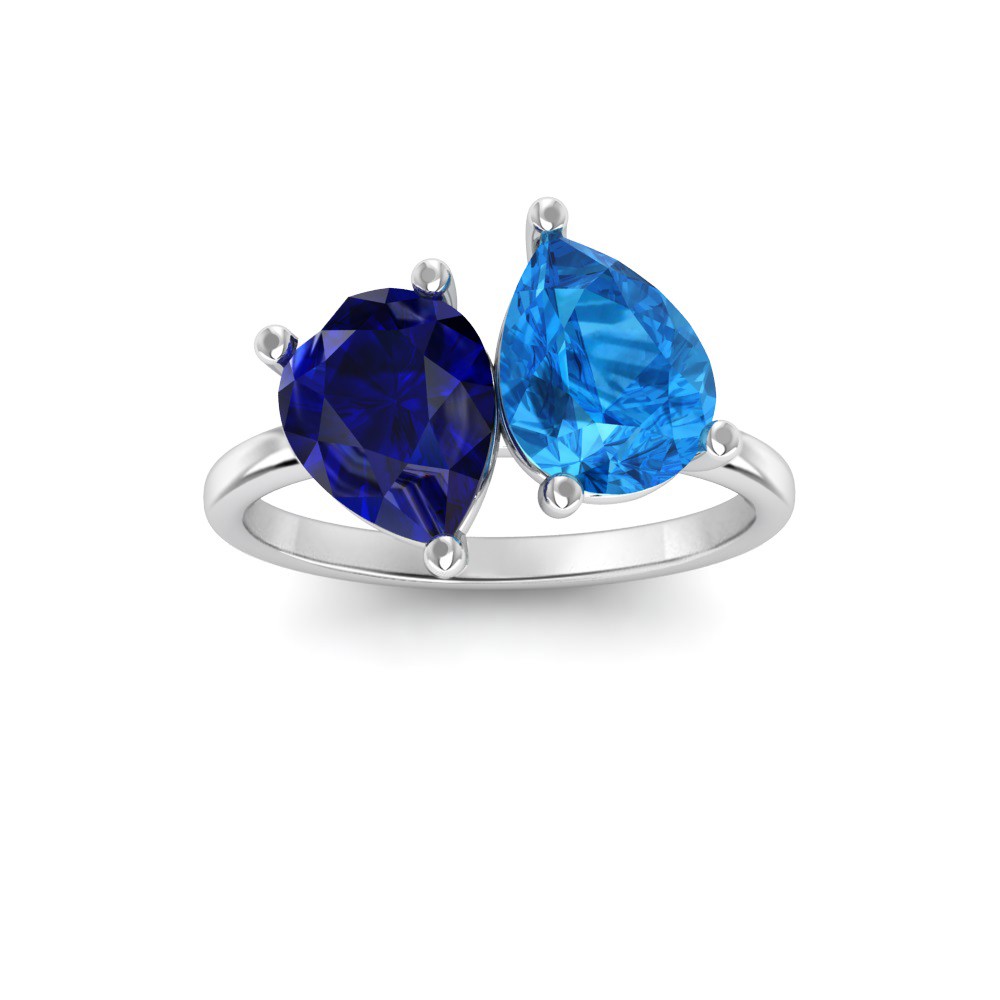 4 Ctw Double Pear Birthstone Toi et Moi Two Stone Ring