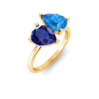 4 Ctw Double Pear Birthstone Toi et Moi Two Stone Ring