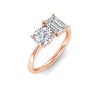4 Ctw Round & Emerald Moissanite Toi et Moi Two Stone Ring