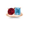 4 Ctw Round & Emerald Birthstone Toi et Moi Two Stone Ring