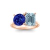 4 Ctw Round & Emerald Birthstone Toi et Moi Two Stone Ring