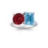 4 Ctw Round & Emerald Birthstone Toi et Moi Two Stone Ring