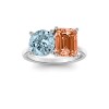 4 Ctw Round & Emerald Birthstone Toi et Moi Two Stone Ring