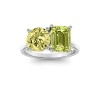 2 Ctw Round & Emerald Birthstone Toi et Moi Two Stone Ring