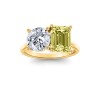 4 Ctw Round & Emerald Birthstone Toi et Moi Two Stone Ring