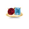 4 Ctw Round & Emerald Birthstone Toi et Moi Two Stone Ring