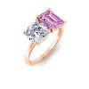 2 Ctw Round & Emerald Birthstone Toi et Moi Two Stone Ring