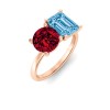 4 Ctw Round & Emerald Birthstone Toi et Moi Two Stone Ring