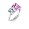 2 Ctw Round & Emerald Birthstone Toi et Moi Two Stone Ring