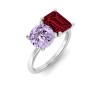2 Ctw Round & Emerald Birthstone Toi et Moi Two Stone Ring