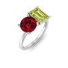 4 Ctw Round & Emerald Birthstone Toi et Moi Two Stone Ring