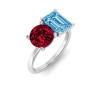 4 Ctw Round & Emerald Birthstone Toi et Moi Two Stone Ring