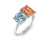 4 Ctw Round & Emerald Birthstone Toi et Moi Two Stone Ring