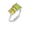 2 Ctw Round & Emerald Birthstone Toi et Moi Two Stone Ring