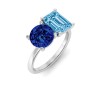 2 Ctw Round & Emerald Birthstone Toi et Moi Two Stone Ring