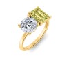 4 Ctw Round & Emerald Birthstone Toi et Moi Two Stone Ring