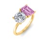 2 Ctw Round & Emerald Birthstone Toi et Moi Two Stone Ring