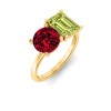 4 Ctw Round & Emerald Birthstone Toi et Moi Two Stone Ring
