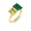 2 Ctw Round & Emerald Birthstone Toi et Moi Two Stone Ring