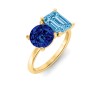 2 Ctw Round & Emerald Birthstone Toi et Moi Two Stone Ring