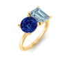4 Ctw Round & Emerald Birthstone Toi et Moi Two Stone Ring