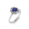 0.75 Ct Round Tanzanite & Diamond Vintage Flora Halo Ring