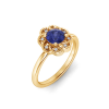 0.75 Ct Round Birthstone & Diamond Vintage Flora Halo Ring
