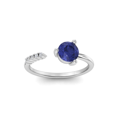 0.75 Ct Round Tanzanite & Diamond Open Stackable Ring