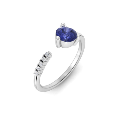 0.75 Ct Round Tanzanite & Diamond Open Stackable Ring