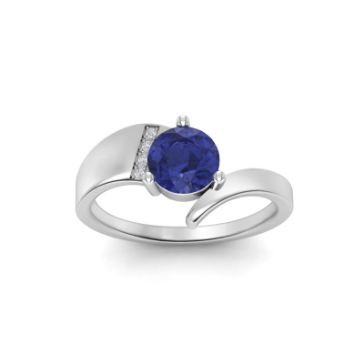 1 Ct Round Tanzanite & Diamond Bypass Ring