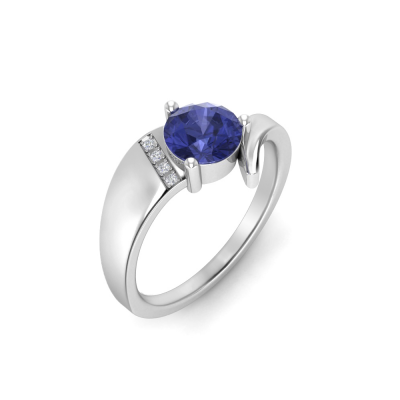 1 Ct Round Tanzanite & Diamond Bypass Ring