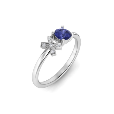 Tanzanite & Diamond XO Ring