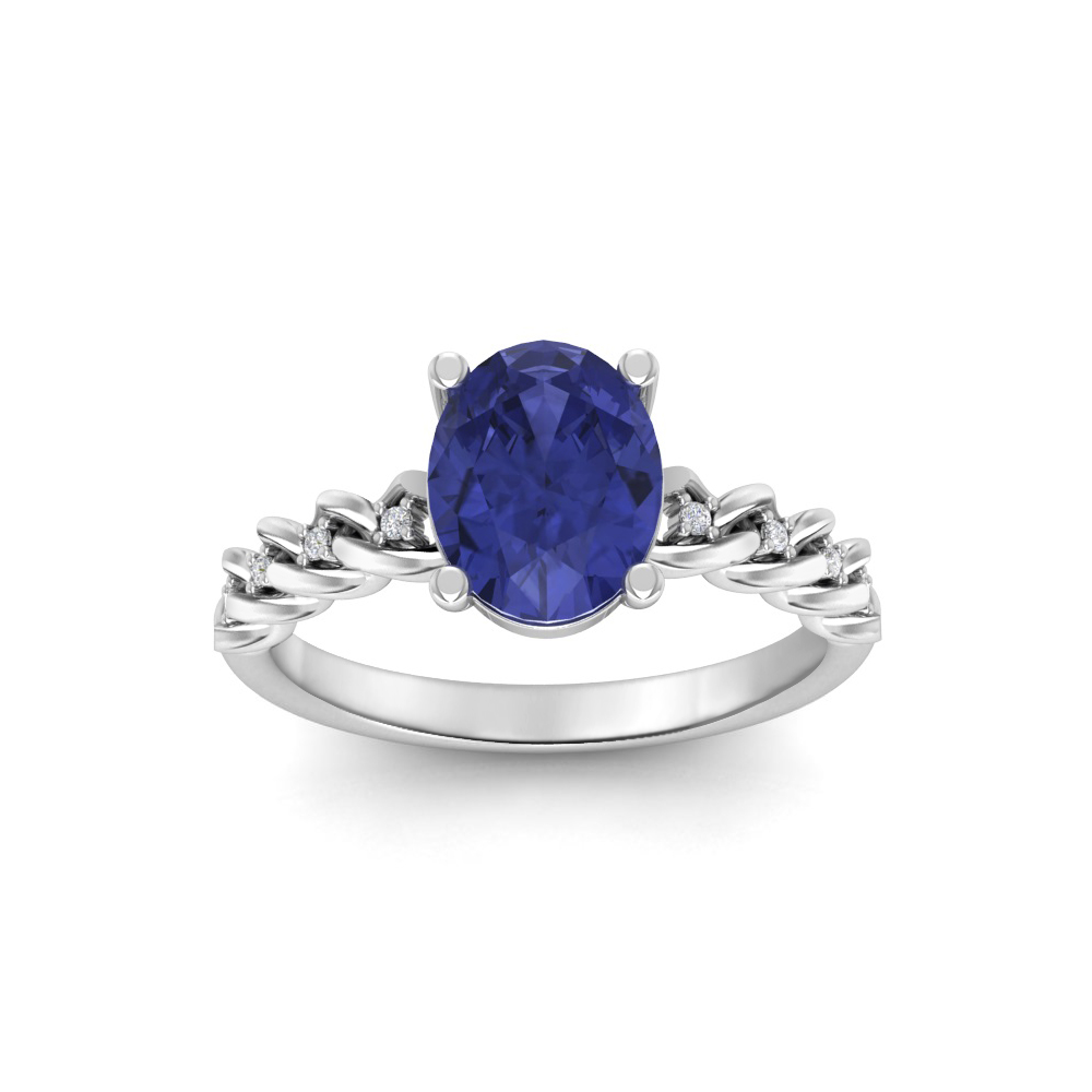 2.50 Ct Oval Tanzanite & Diamond Twisted Vine Ring