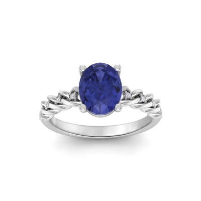 2.50 Ct Oval Tanzanite & Diamond Twisted Vine Ring